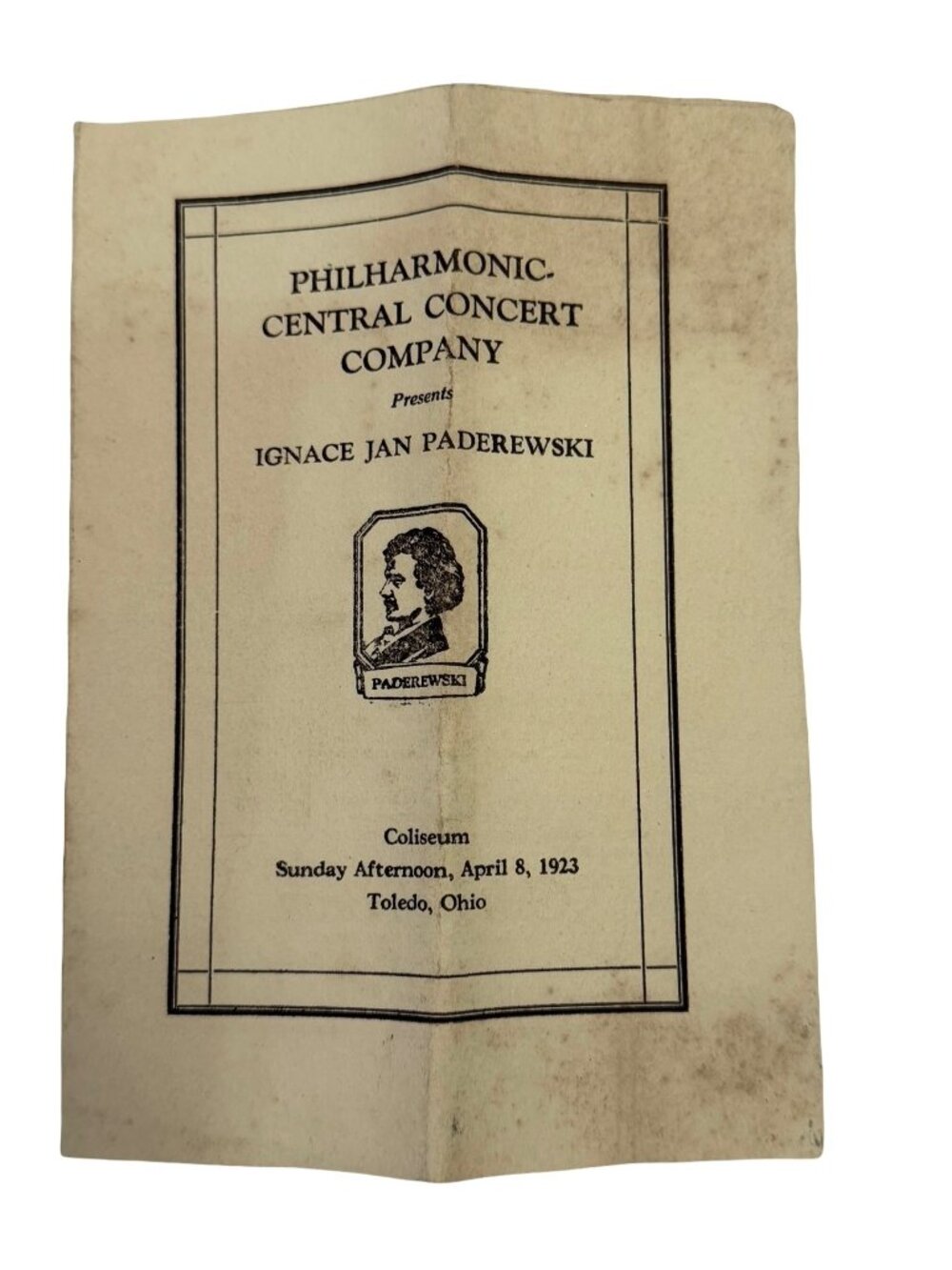 1923 Ignace Jan Paderewski Toledo Ohio Coliseum Concert Program Steinway